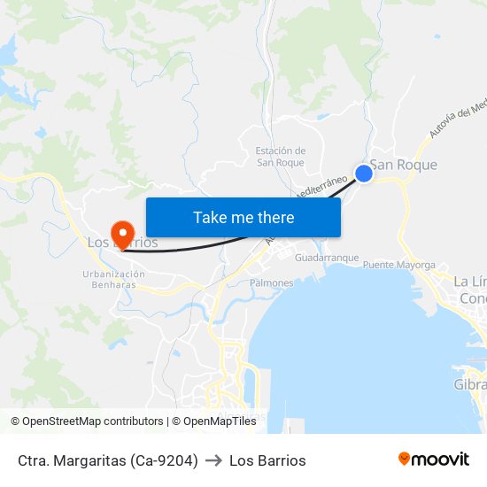 Ctra. Margaritas (Ca-9204) to Los Barrios map