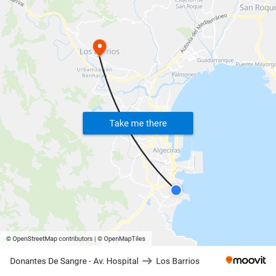 Donantes De Sangre - Av. Hospital to Los Barrios map