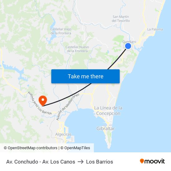 Av. Conchudo - Av. Los Canos to Los Barrios map