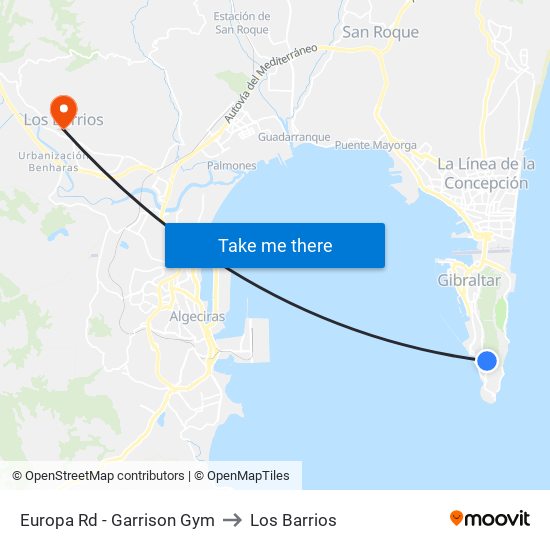 Europa Rd - Garrison Gym to Los Barrios map