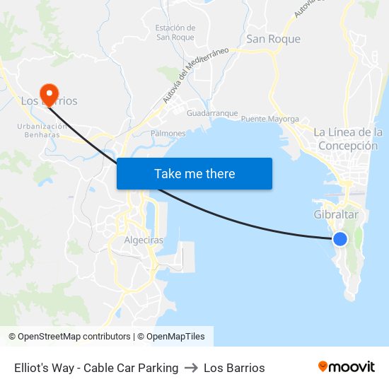 Elliot's Way - Cable Car Parking to Los Barrios map