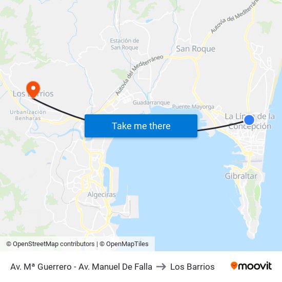 Av. Mª Guerrero - Av. Manuel De Falla to Los Barrios map