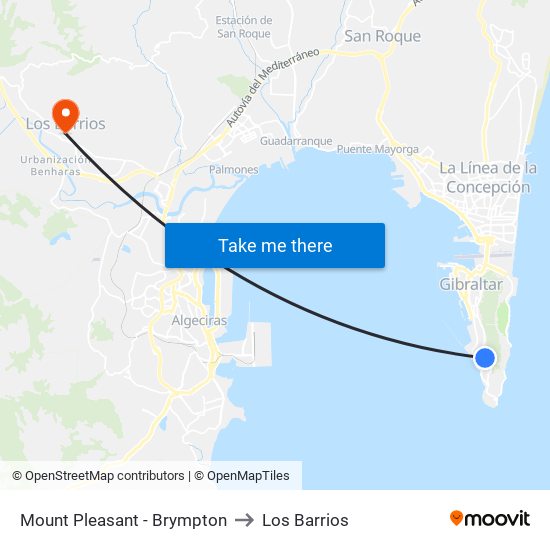 Mount Pleasant - Brympton to Los Barrios map