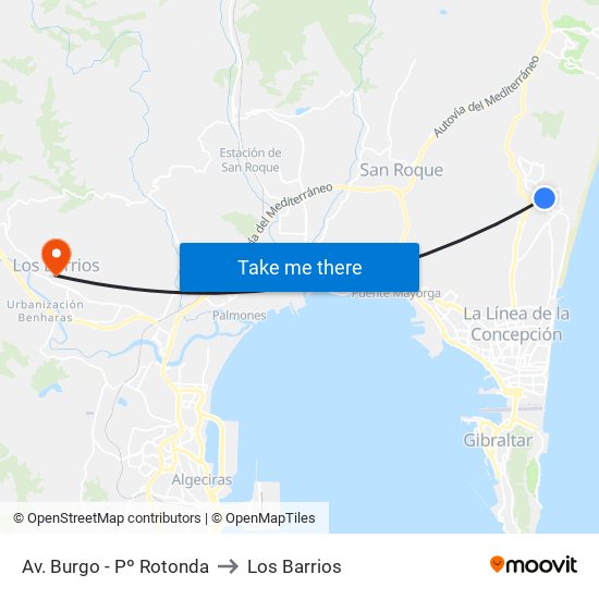 Av. Burgo - Pº Rotonda to Los Barrios map