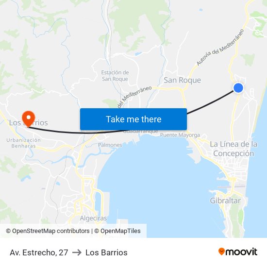 Av. Estrecho, 27 to Los Barrios map