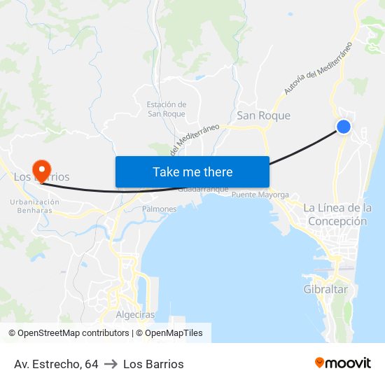 Av. Estrecho, 64 to Los Barrios map