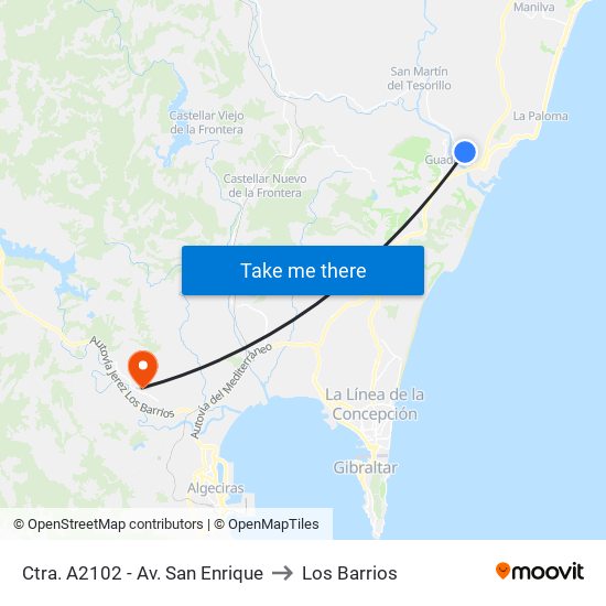 Ctra. A2102 - Av. San Enrique to Los Barrios map