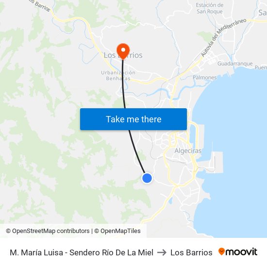 M. María Luisa - Sendero Río De La Miel to Los Barrios map