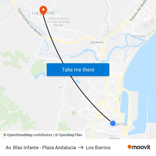 Av. Blas Infante - Plaza Andalucía to Los Barrios map