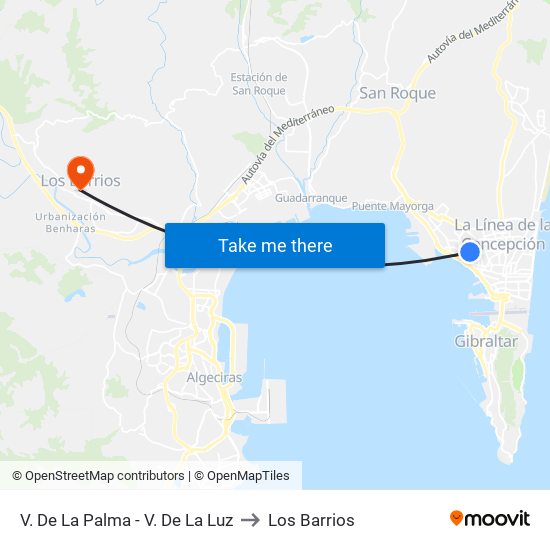 V. De La Palma - V. De La Luz to Los Barrios map