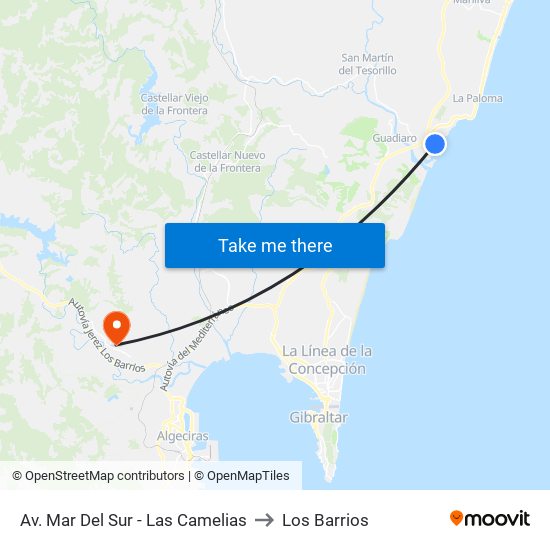 Av. Mar Del Sur - Las Camelias to Los Barrios map