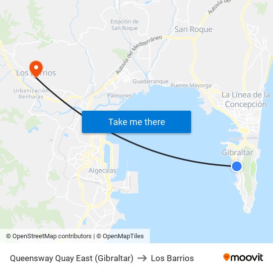 Queensway Quay East (Gibraltar) to Los Barrios map