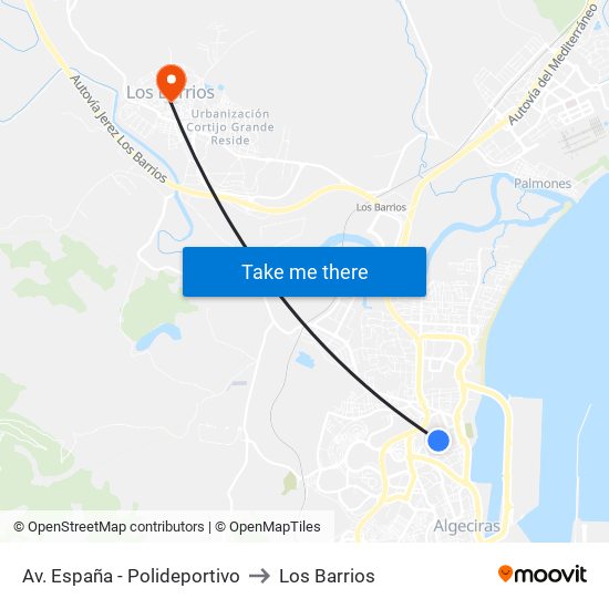Av. España - Polideportivo to Los Barrios map