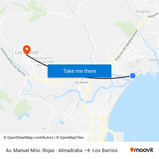 Av. Manuel Mno. Rojas - Almadraba to Los Barrios map