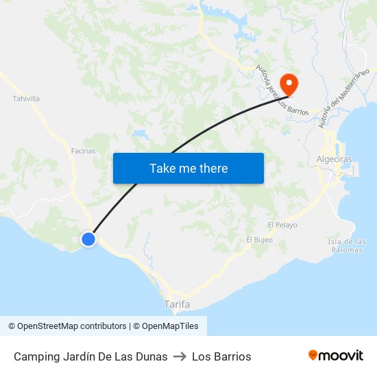 Camping Jardín De Las Dunas to Los Barrios map