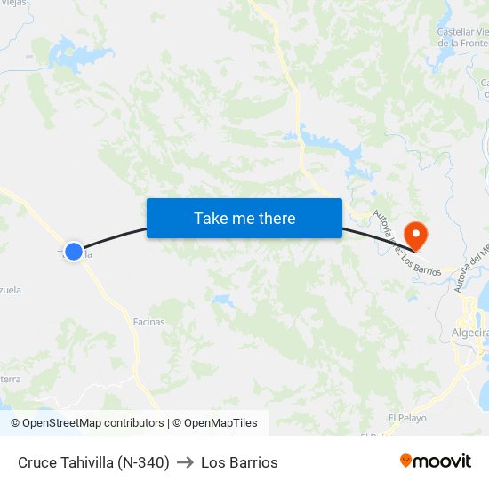 Cruce Tahivilla (N-340) to Los Barrios map