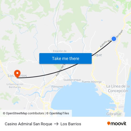 Casino Admiral San Roque to Los Barrios map