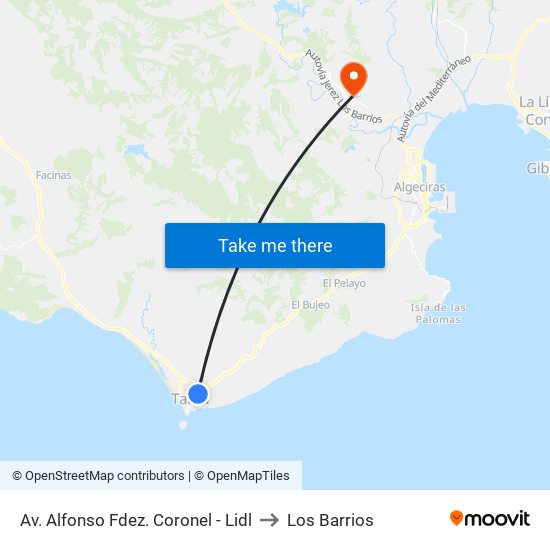 Av. Alfonso Fdez. Coronel - Lidl to Los Barrios map