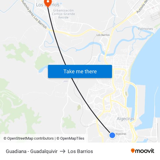 Guadiana - Guadalquivir to Los Barrios map