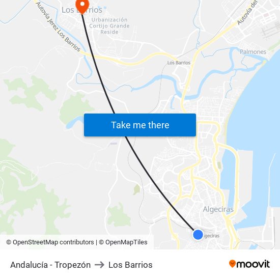 Andalucía - Tropezón to Los Barrios map