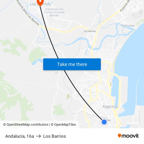 Andalucía, 16a to Los Barrios map