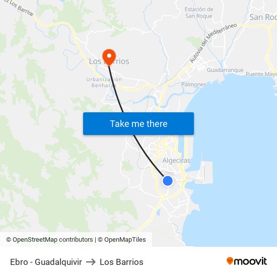 Ebro - Guadalquivir to Los Barrios map