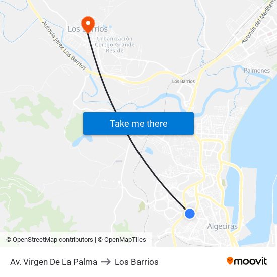 Av. Virgen De La Palma to Los Barrios map