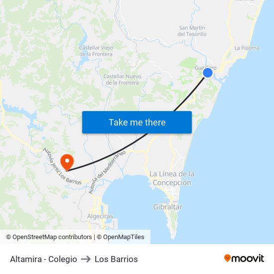 Altamira - Colegio to Los Barrios map