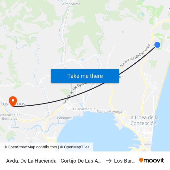 Avda. De La Hacienda - Cortijo De Las Aguzaderas to Los Barrios map