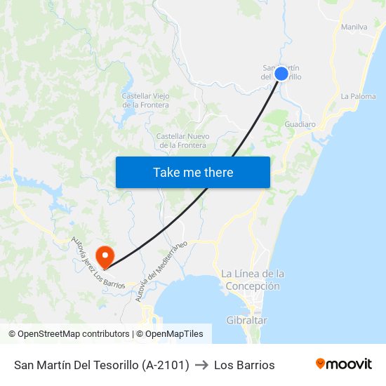 San Martín Del Tesorillo (A-2101) to Los Barrios map