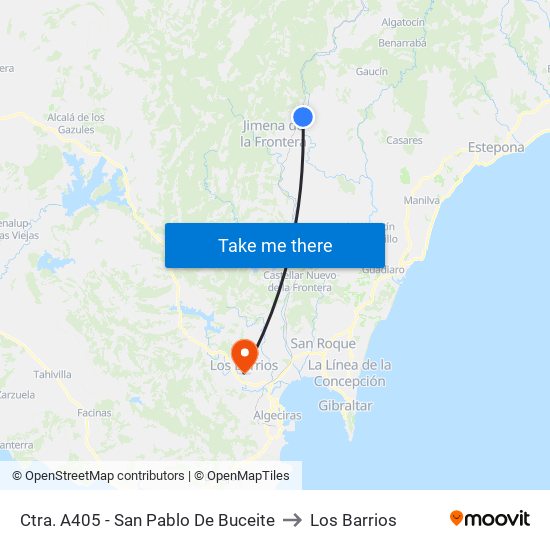 Ctra. A405 - San Pablo De Buceite to Los Barrios map