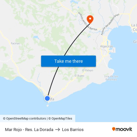 Mar Rojo - Res. La Dorada to Los Barrios map