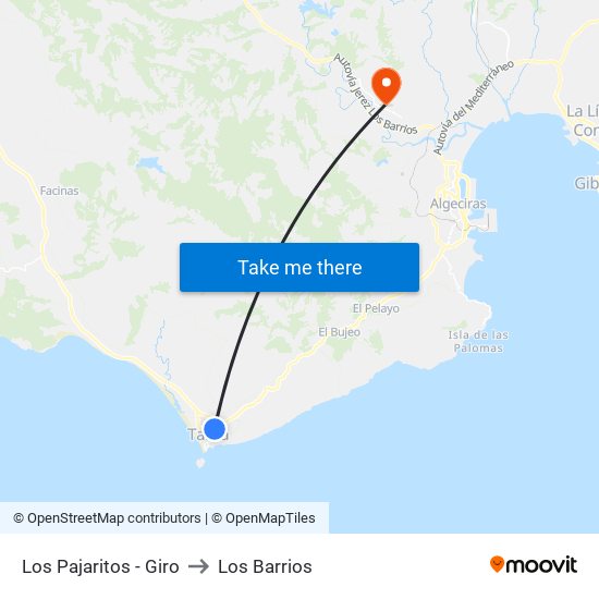 Los Pajaritos - Giro to Los Barrios map