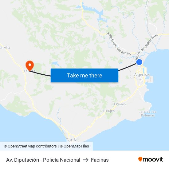 Av. Diputación - Policía Nacional to Facinas map