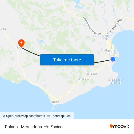 Polaris - Mercadona to Facinas map