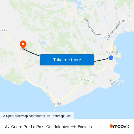 Av. Gesto Por La Paz - Guadalquivir to Facinas map
