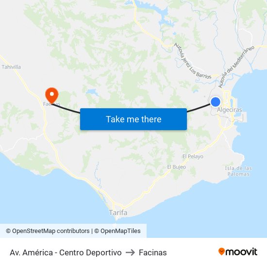Av. América - Centro Deportivo to Facinas map