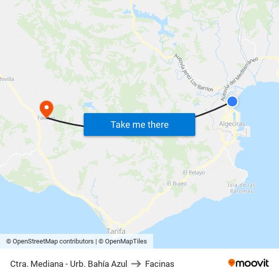 Ctra. Mediana - Urb. Bahía Azul to Facinas map