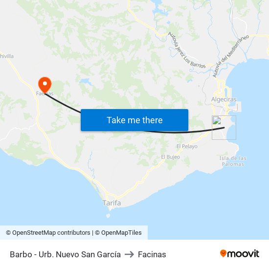 Barbo - Urb. Nuevo San García to Facinas map