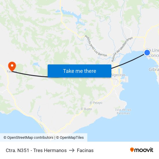 Ctra. N351 - Tres Hermanos to Facinas map
