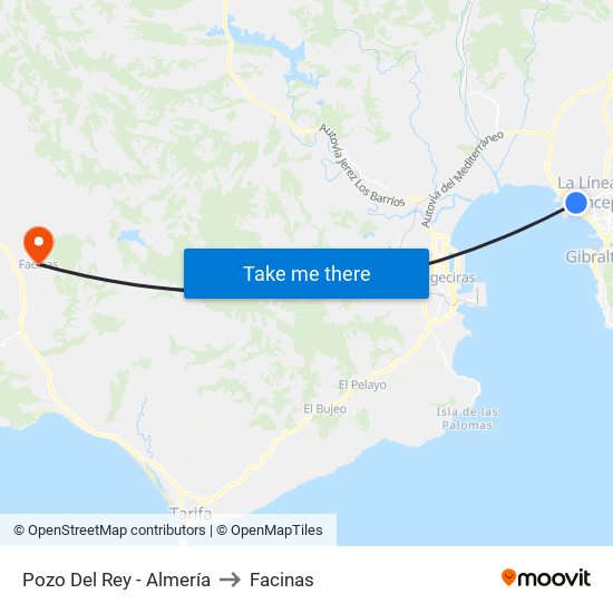 Pozo Del Rey - Almería to Facinas map