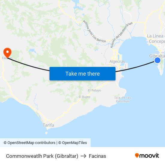 Commonweatlh Park (Gibraltar) to Facinas map
