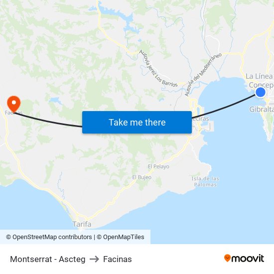 Montserrat - Ascteg to Facinas map