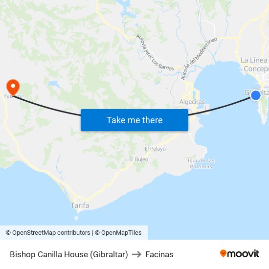 Bishop Canilla House (Gibraltar) to Facinas map