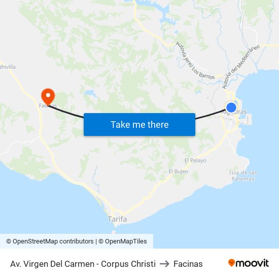 Av. Virgen Del Carmen - Corpus Christi to Facinas map