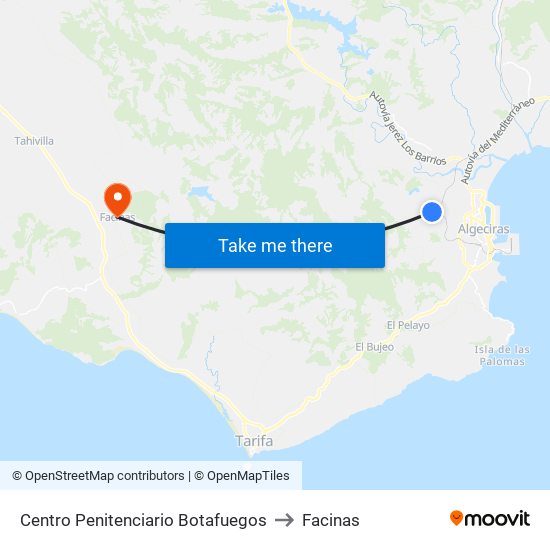 Centro Penitenciario Botafuegos to Facinas map