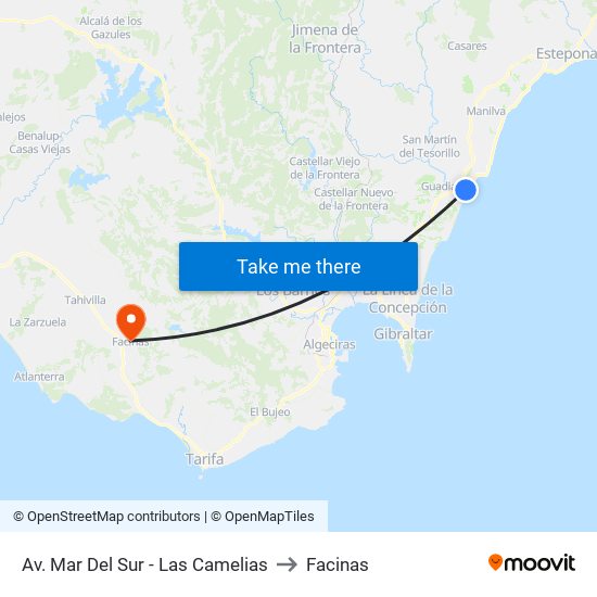 Av. Mar Del Sur - Las Camelias to Facinas map