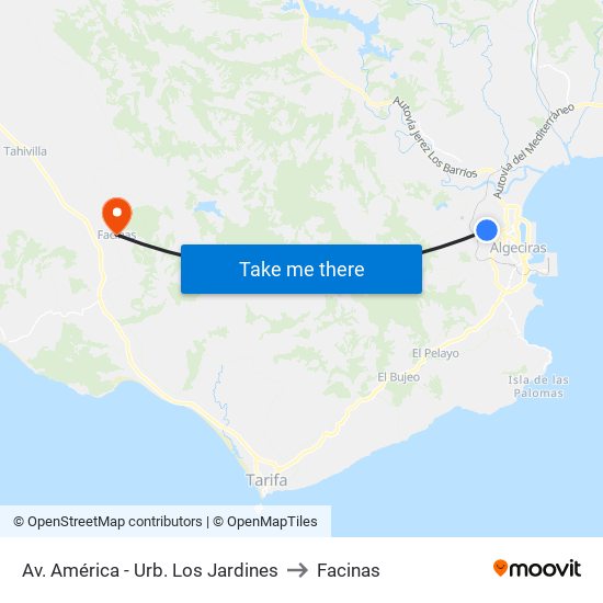 Av. América - Urb. Los Jardines to Facinas map