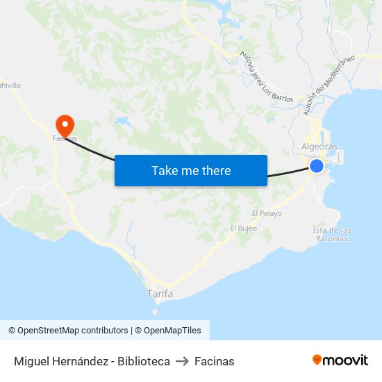 Miguel Hernández - Biblioteca to Facinas map