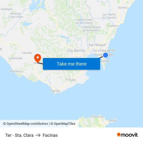 Ter - Santa Clara to Facinas map